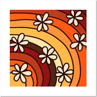 70s Retro Abstract Floral Posters and Art